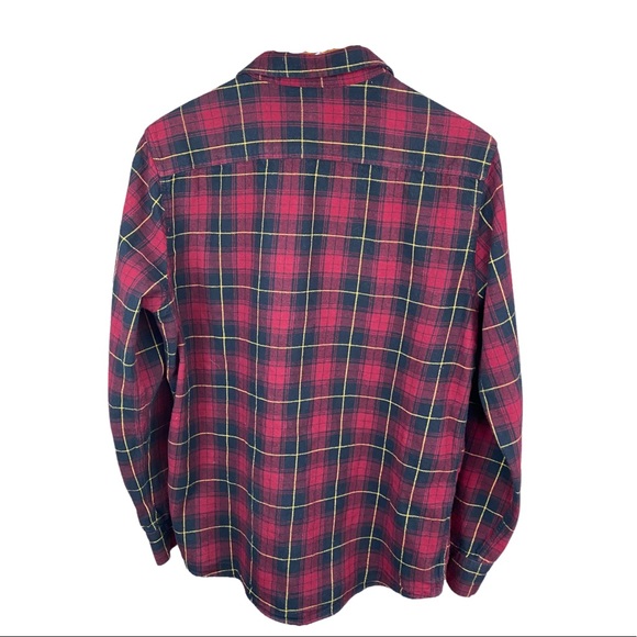 FOREVER 21 Men Red Multi Plaid Long Sleeve Button Down Shirt Size L - Picture 2 of 8